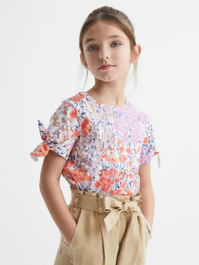 Children Tally Printed Cotton TShirt Pink Reiss Tops and Tshirts