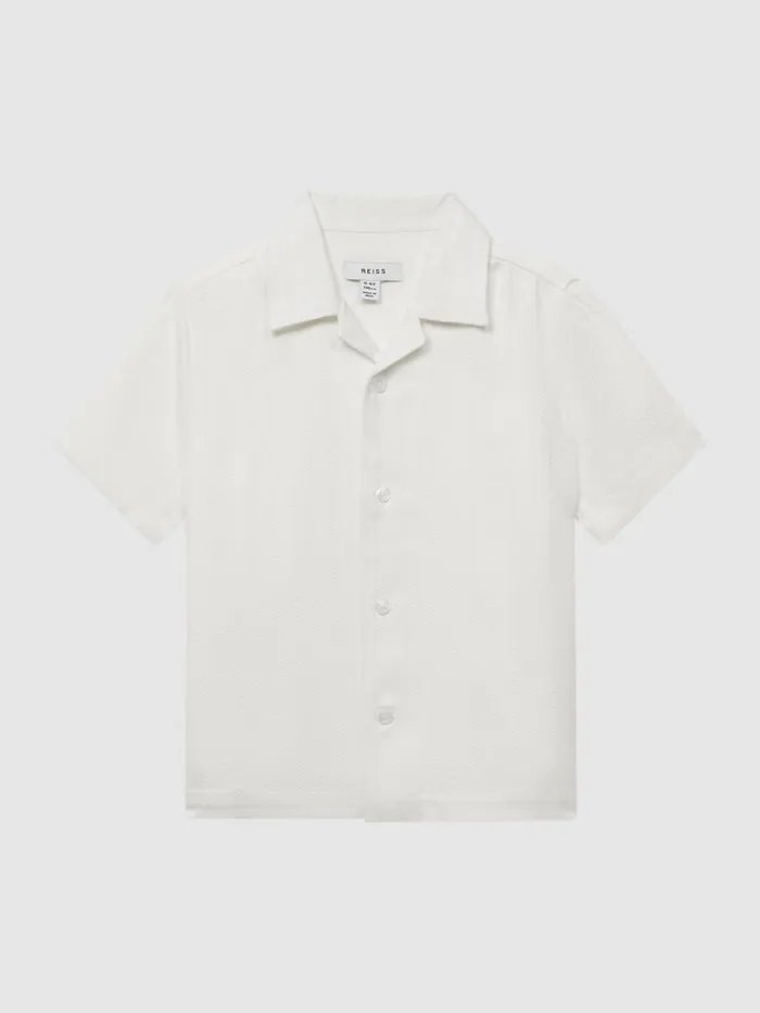 Children Vitus Cuban Collar Ribbed Polo Ecru Reiss Shirts