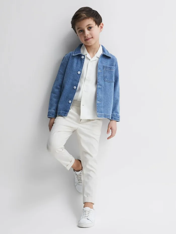 Children Vitus Cuban Collar Ribbed Polo Ecru Reiss Shirts