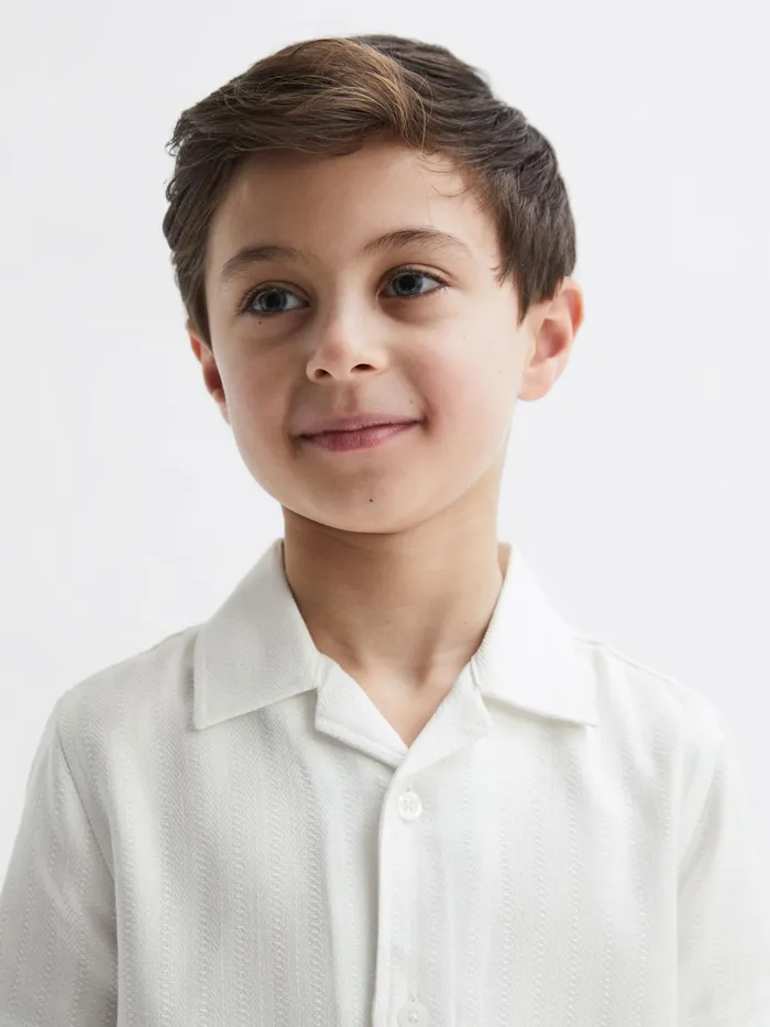 Children Vitus Cuban Collar Ribbed Polo Ecru Reiss Shirts