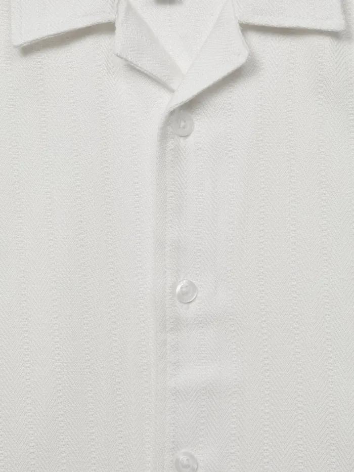 Children Vitus Cuban Collar Ribbed Polo Ecru Reiss Shirts