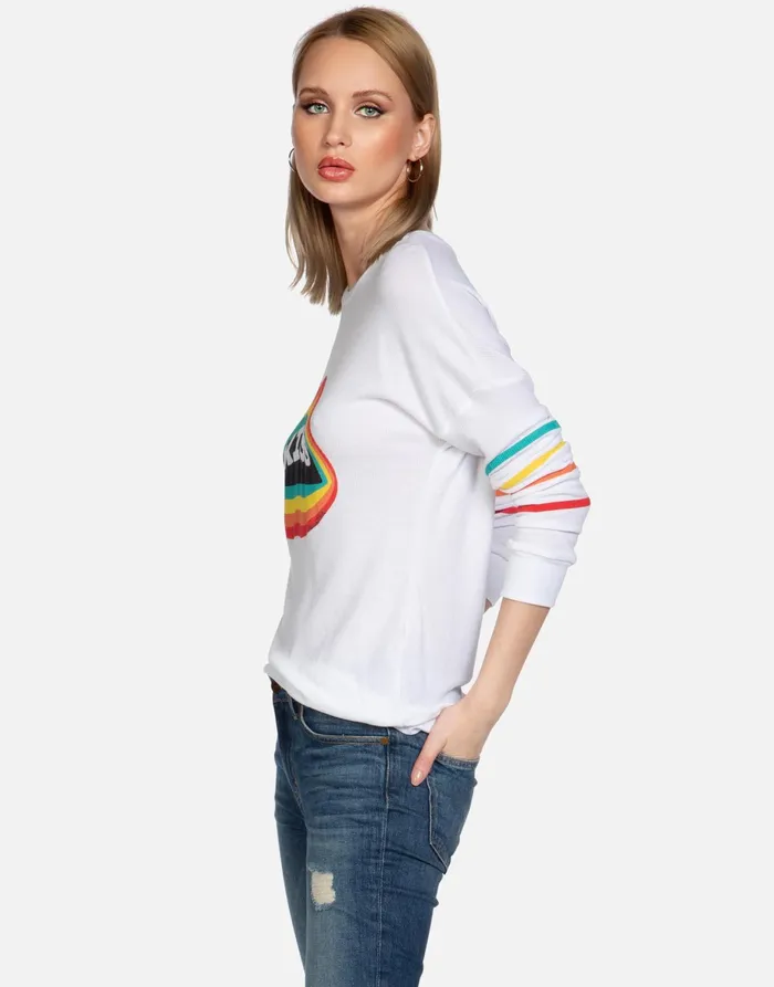 Chrissy Rainbow Kiss Lip White Women039s Lauren Moshi Long Sleeve