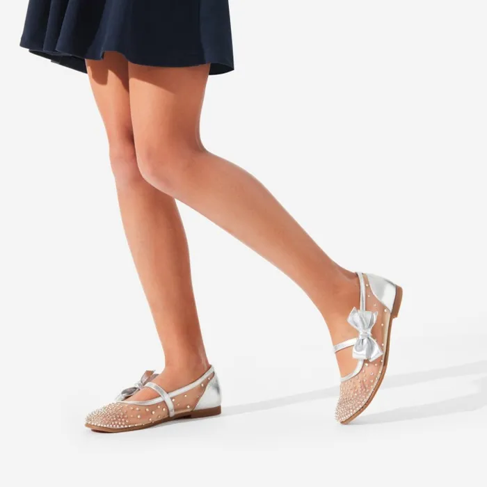 Christian Louboutin Ballerinas Kids Melodie Strass Ballerinas 8211 Mesh And Nappa Leather 8211 Silver