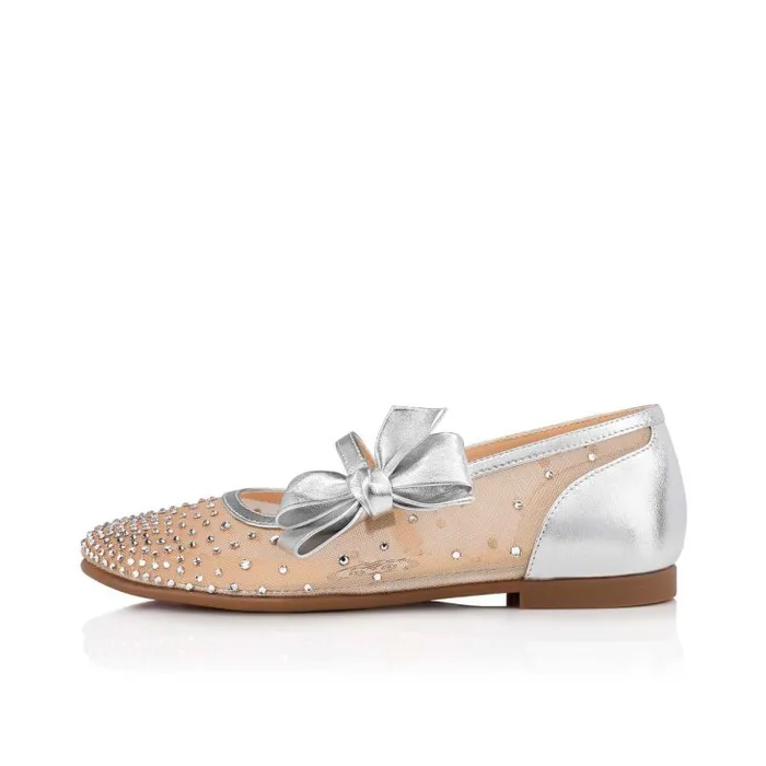 Christian Louboutin Ballerinas Kids Melodie Strass Ballerinas 8211 Mesh And Nappa Leather 8211 Silver