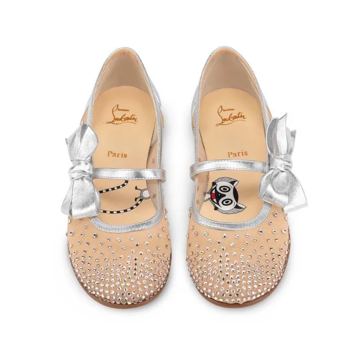 Christian Louboutin Ballerinas Kids Melodie Strass Ballerinas 8211 Mesh And Nappa Leather 8211 Silver