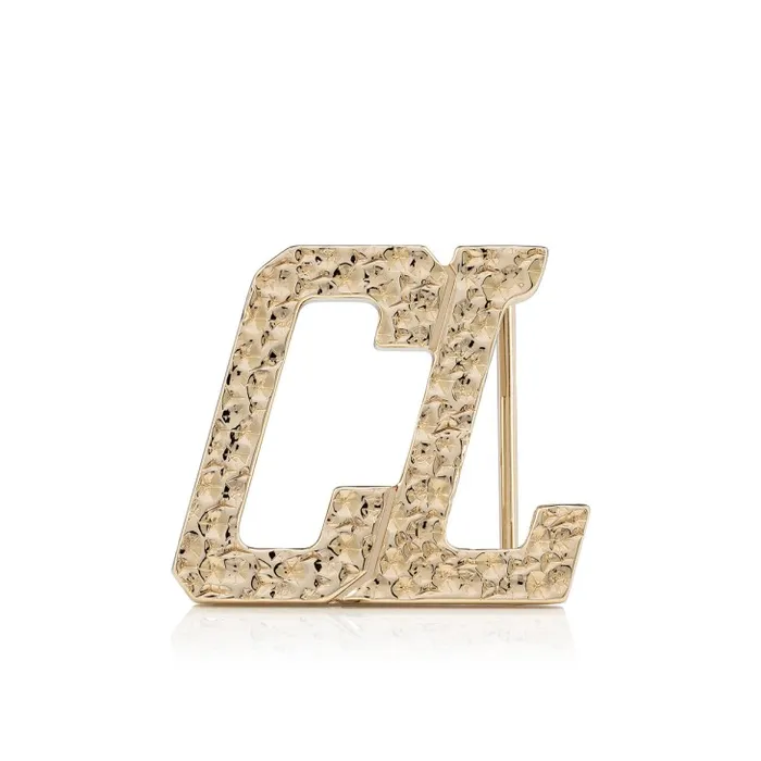 Christian Louboutin Belts Men Happy Rui CL Logo Belt Buckle Belt Buckle 8211 Hammered Metal 8211 Gold