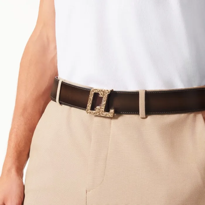 Christian Louboutin Belts Men Happy Rui CL Logo Belt Buckle Belt Buckle 8211 Hammered Metal 8211 Gold