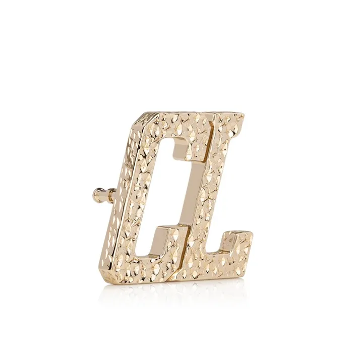 Christian Louboutin Belts Men Happy Rui CL Logo Belt Buckle Belt Buckle 8211 Hammered Metal 8211 Gold