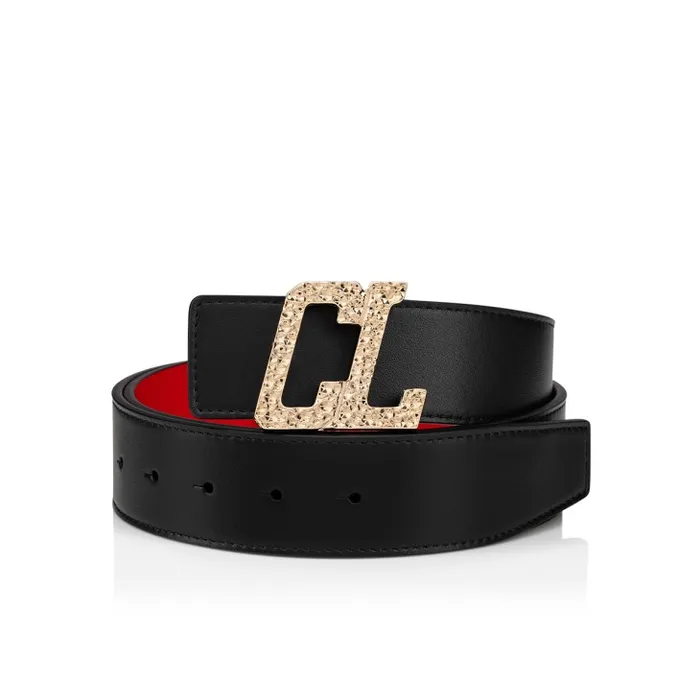 Christian Louboutin Belts Men Happy Rui CL Logo Belt Buckle Belt Buckle 8211 Hammered Metal 8211 Gold