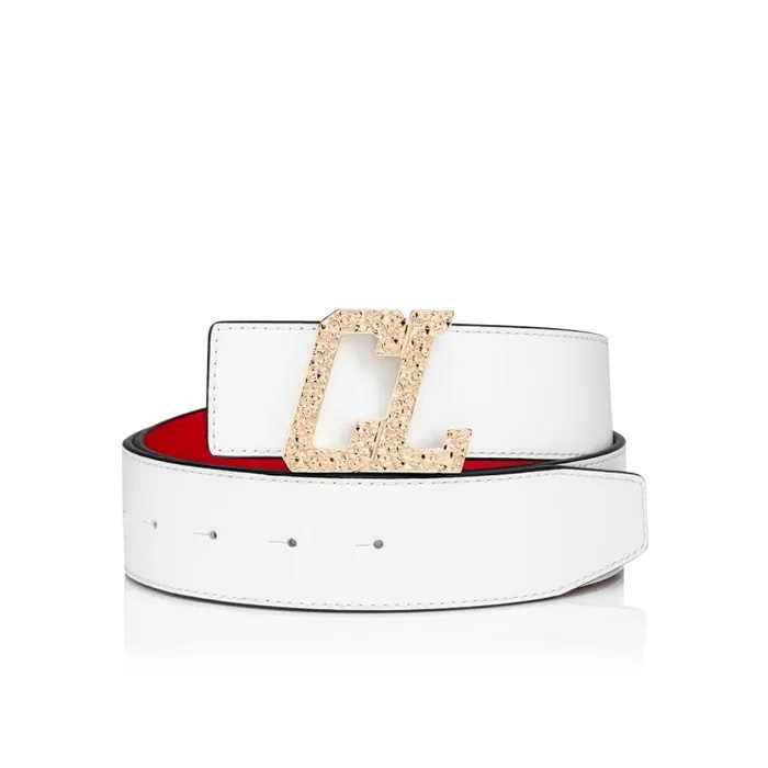 Christian Louboutin Belts Men Happy Rui CL Logo Belt Buckle Belt Buckle 8211 Hammered Metal 8211 Gold