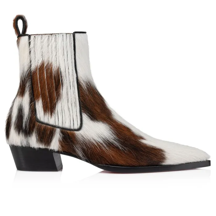 Christian Louboutin Boots Men Cheliviss Boots 8211 Hairy Calf quotMeuhquot 8211 Brown And White