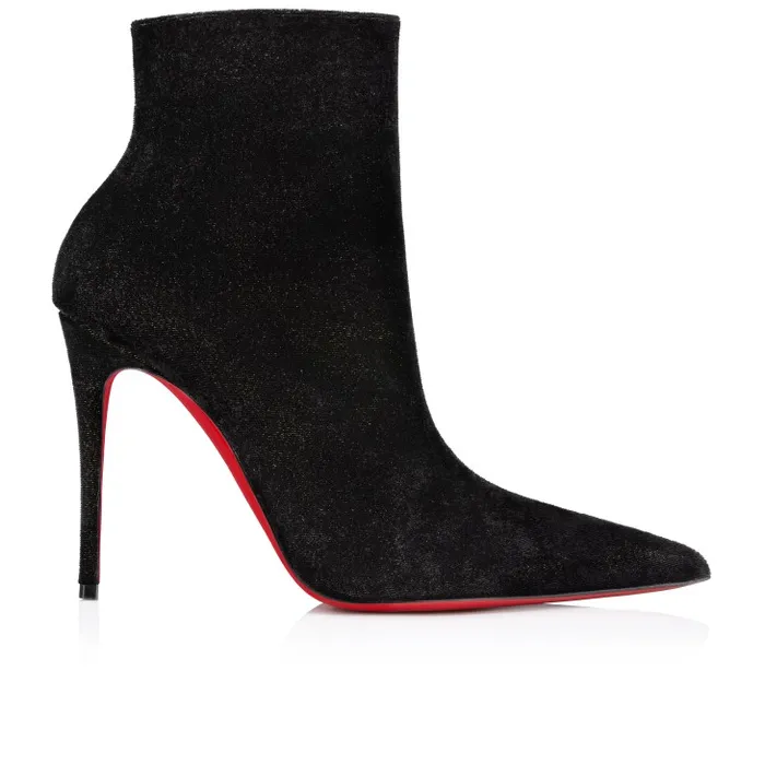 Christian Louboutin Boots Women Kate Max Booty 100 Mm Low Boots 8211 Velvet D039Or 8211 Black