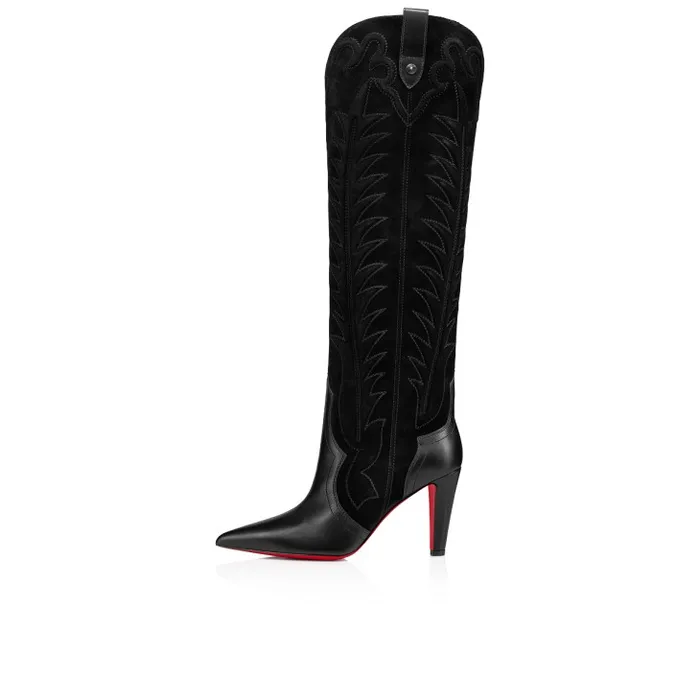 Christian Louboutin Boots Women Santia Botta 85 Mm Boots 8211 Calf Leather And Veau Velours 8211 Black