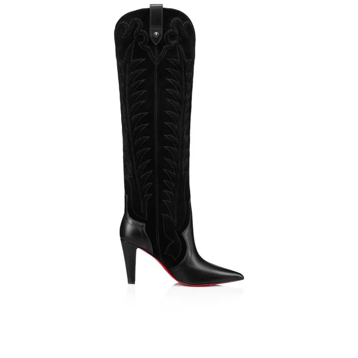 Christian Louboutin Boots Women Santia Botta 85 Mm Boots 8211 Calf Leather And Veau Velours 8211 Black