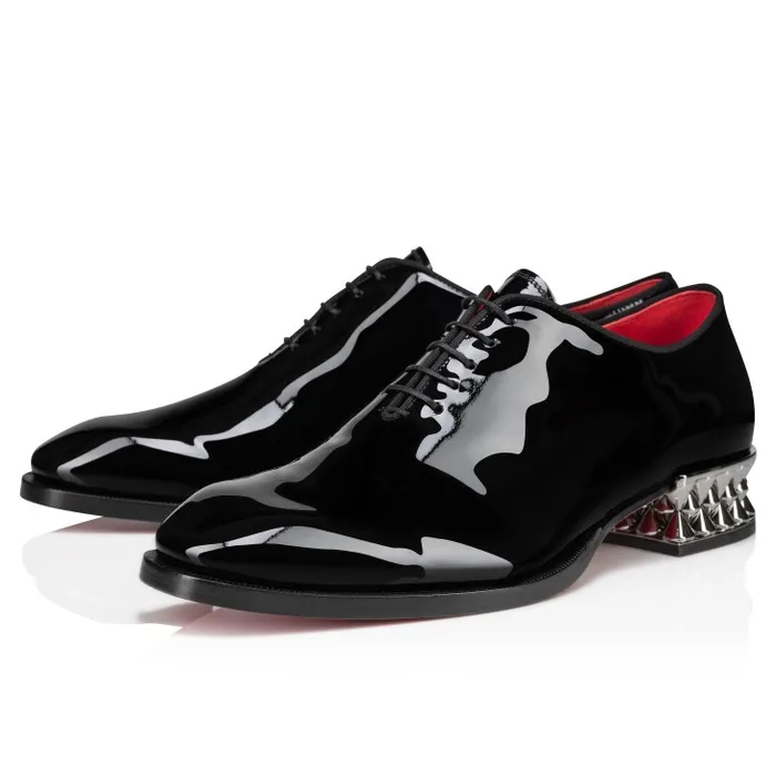 Christian Louboutin Buckles and Laceups Men Corteo On Spikes Oxford 8211 Patent Calf Leather And Spikes 8211 Black