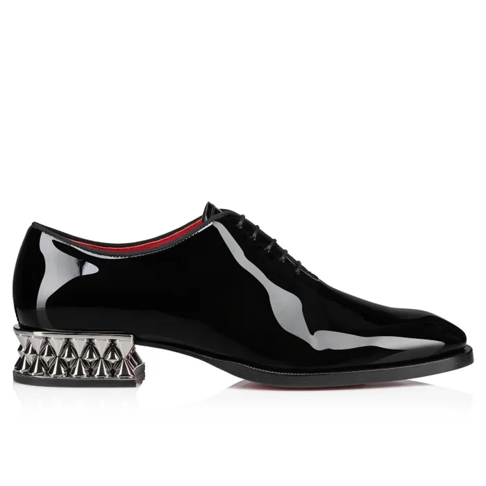 Christian Louboutin Buckles and Laceups Men Corteo On Spikes Oxford 8211 Patent Calf Leather And Spikes 8211 Black