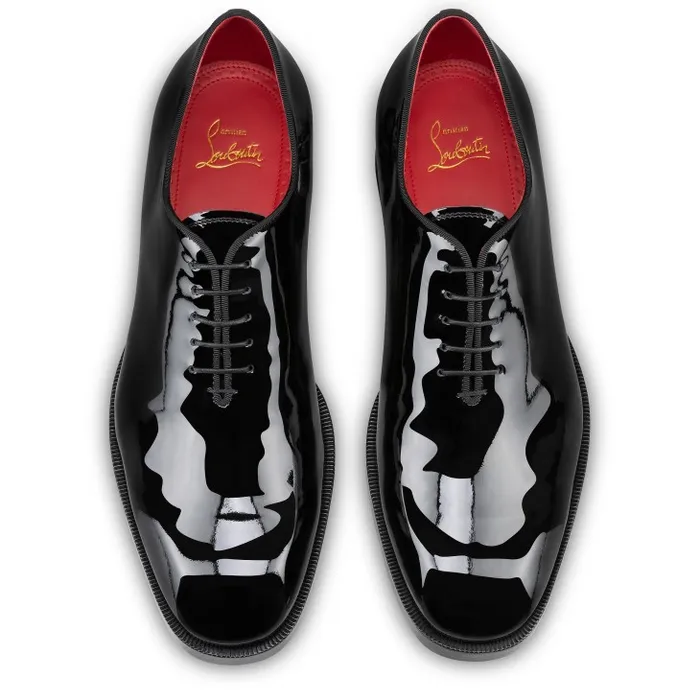 Christian Louboutin Buckles and Laceups Men Corteo On Spikes Oxford 8211 Patent Calf Leather And Spikes 8211 Black