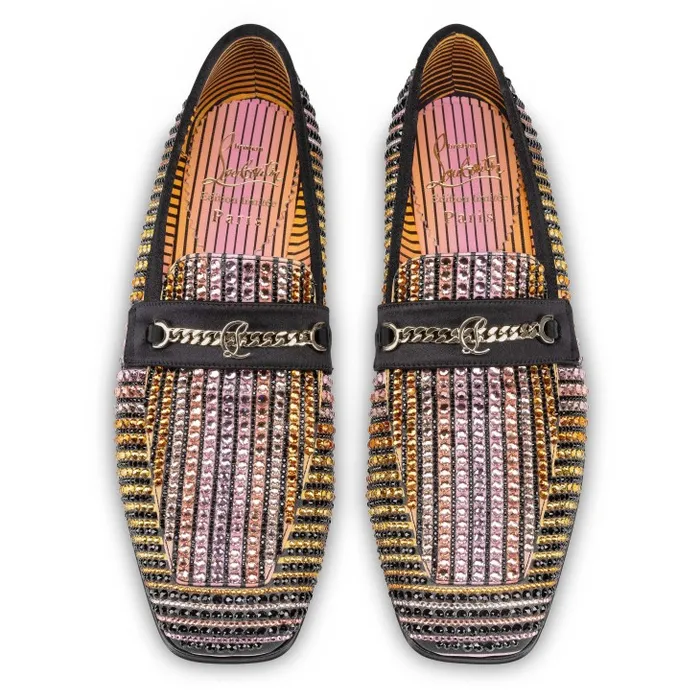 Christian Louboutin Flats and Loafers Women MJ Moc Strass Aftersun Loafers 8211 Aftersun Printed Crepe Satin 8211 Multicolor