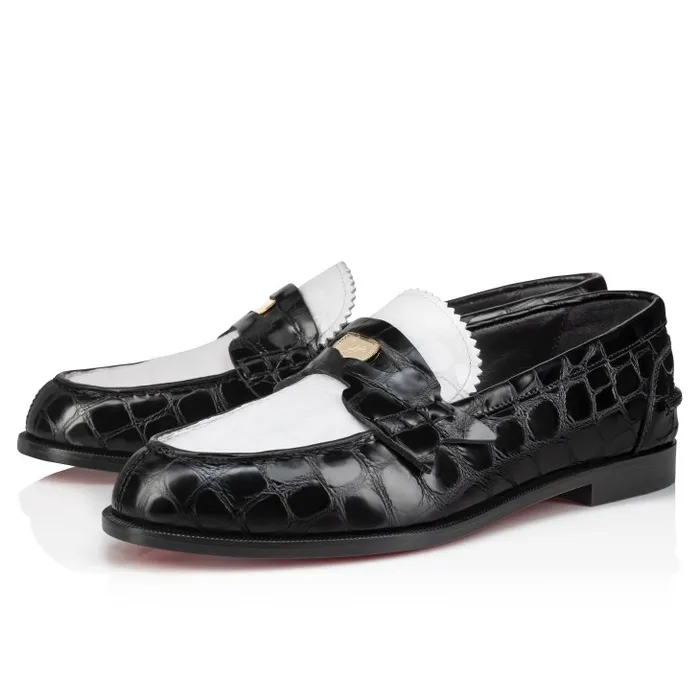 Christian Louboutin Flats and Loafers Women Penny Loafers 8211 Alligator Embossed Calf Leather 8211 White