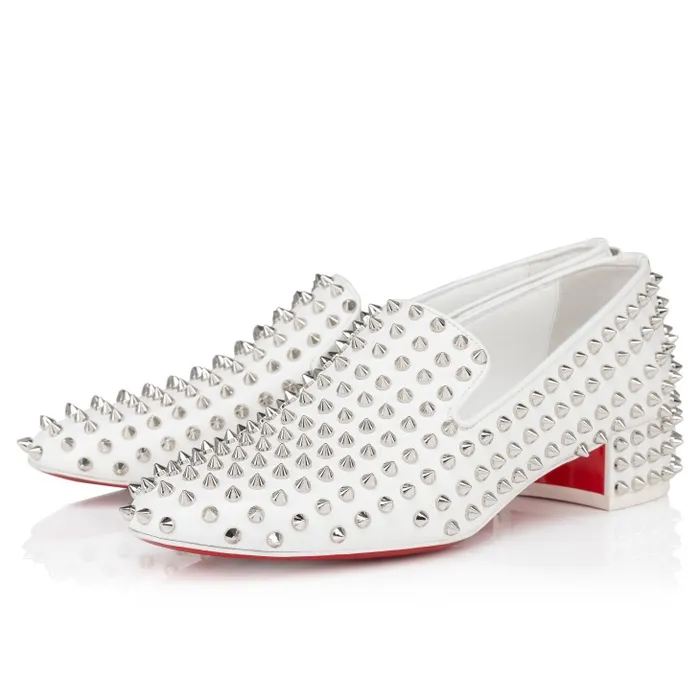 Christian Louboutin Flats and Loafers Women Spikeasy 30 Mm Loafers 8211 Nappa Leather 8211 Bianco