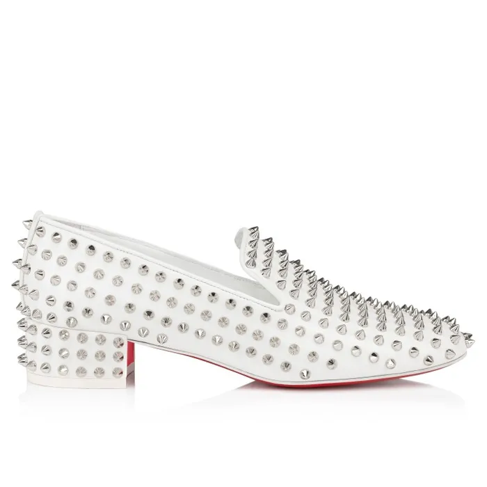 Christian Louboutin Flats and Loafers Women Spikeasy 30 Mm Loafers 8211 Nappa Leather 8211 Bianco