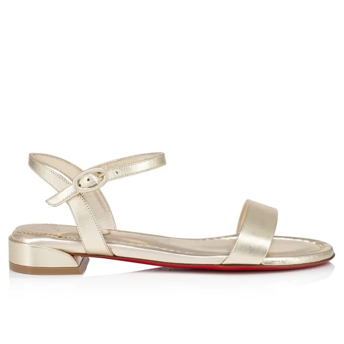 Christian Louboutin Flats and Loafers Women Sweet Jane Sandal Sandals 8211 Iridescent Nappa Leather 8211 Platine