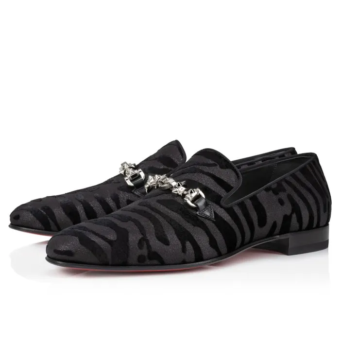 Christian Louboutin Loafers and Moccasins Men Equiswing Loafers 8211 Quagga Velvet 8211 Black