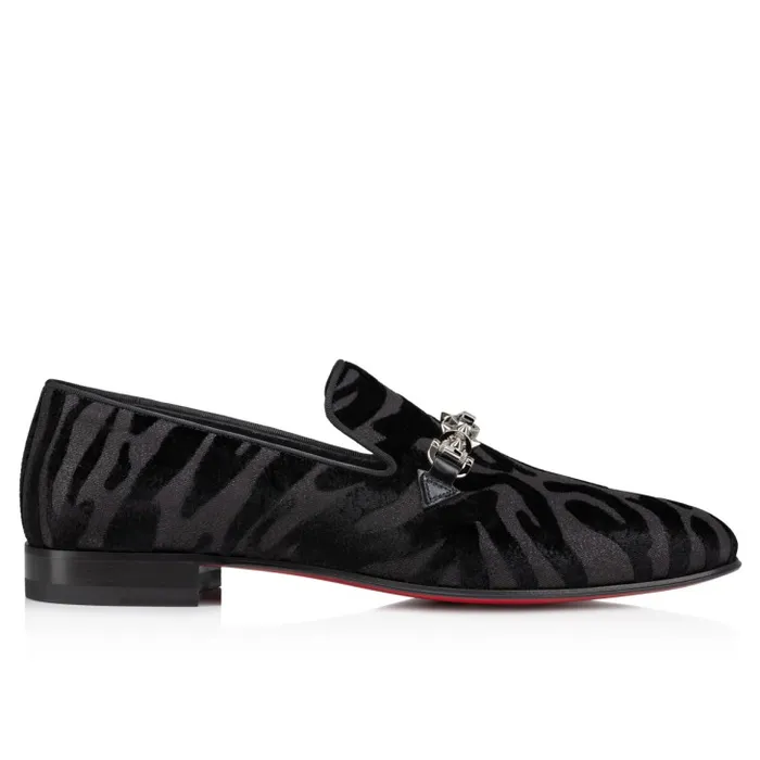 Christian Louboutin Loafers and Moccasins Men Equiswing Loafers 8211 Quagga Velvet 8211 Black