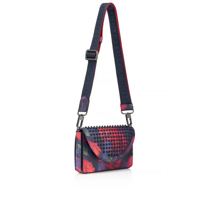Christian Louboutin Mini Bags and Pouches MenWomen Funky Wallet On Chain 8211 Roses Printed Calf Leather And Spikes 8211 Multicolor