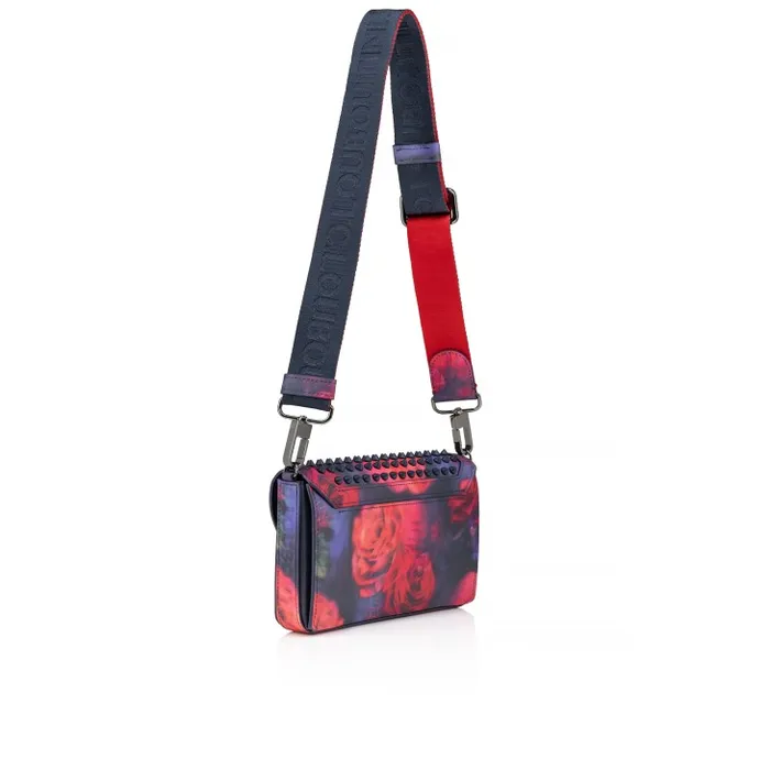 Christian Louboutin Mini Bags and Pouches MenWomen Funky Wallet On Chain 8211 Roses Printed Calf Leather And Spikes 8211 Multicolor