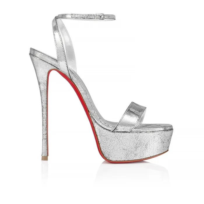 Christian Louboutin Platforms Women Loubi Queen Alta 150 Mm Strappy Sandals 8211 Manoir Specchio Leather 8211 Silver