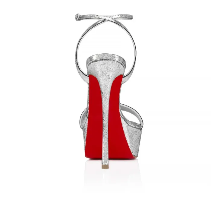 Christian Louboutin Platforms Women Loubi Queen Alta 150 Mm Strappy Sandals 8211 Manoir Specchio Leather 8211 Silver