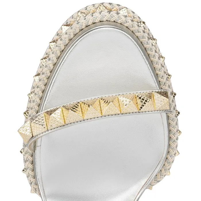 Christian Louboutin Platforms Women Superaclou 130 Mm Sandals 8211 Iridescent Nappa Leather 8211 Sahara
