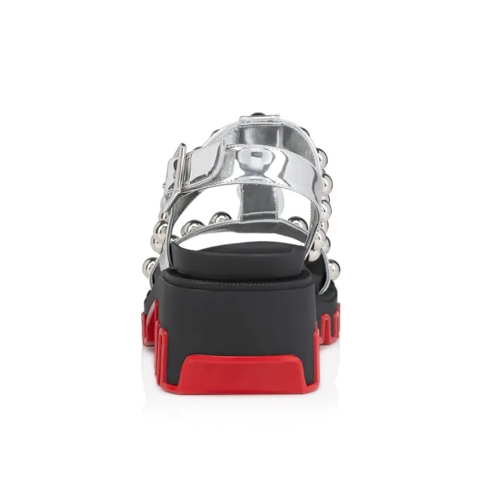 Christian Louboutin Sandals and Slides Women Duniclou Sandals 8211 Specchio Leather 8211 Silver