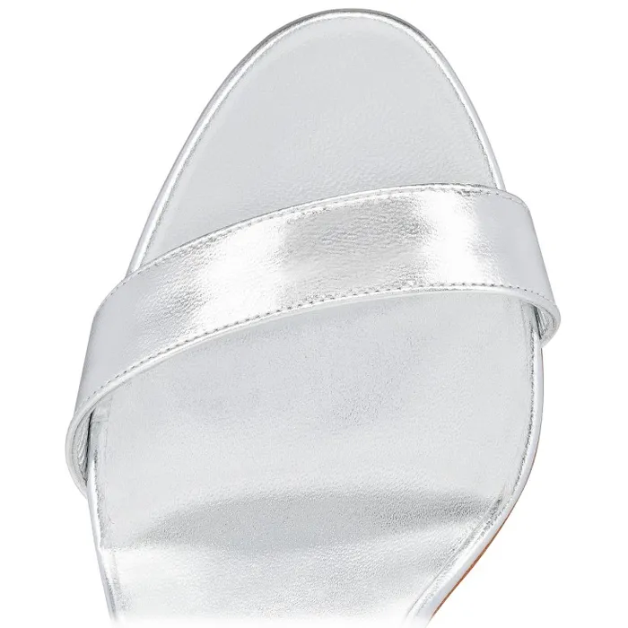 Christian Louboutin Sandals and Slides Women Loubigirl 85mm Strappy Sandals 8211 Iridescent Leather 8211 Silver