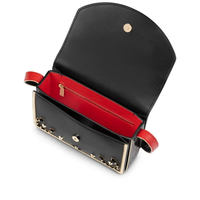 Christian Louboutin Shoulder Bags Women Loubi54 Giddy Crossbody Bag 8211 Nappa Leather And Alligator Embossed Calf Leather 8211 Black