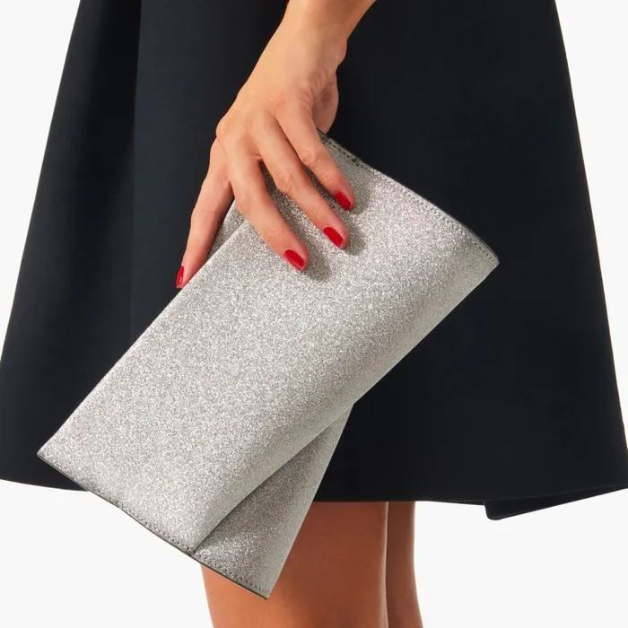 Christian Louboutin Shoulder Bags Women Loubitwist Small Clutch 8211 Glittered Calf Leather 8211 Silver