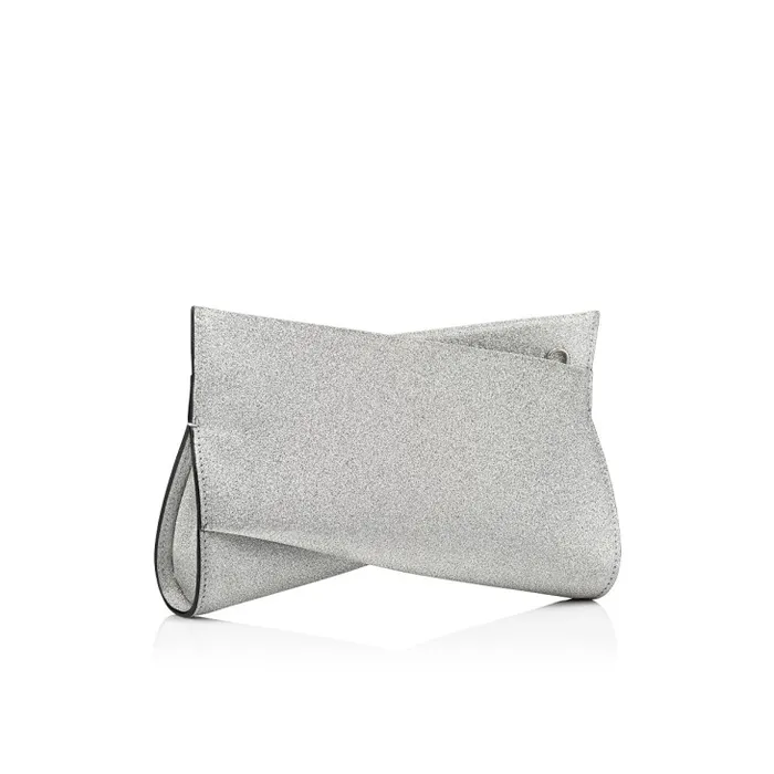 Christian Louboutin Shoulder Bags Women Loubitwist Small Clutch 8211 Glittered Calf Leather 8211 Silver