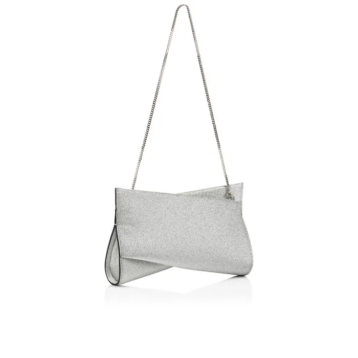 Christian Louboutin Shoulder Bags Women Loubitwist Small Clutch 8211 Glittered Calf Leather 8211 Silver