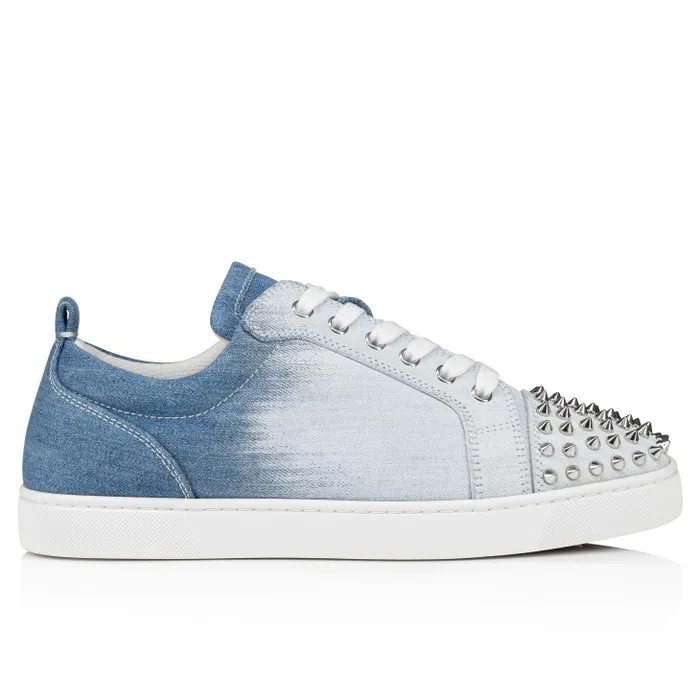 Christian Louboutin Sneakers Men Louis Junior Spikes Sneakers 8211 Denim Brushed Effect And Spikes 8211 Denim