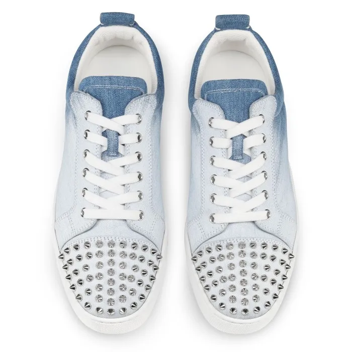 Christian Louboutin Sneakers Men Louis Junior Spikes Sneakers 8211 Denim Brushed Effect And Spikes 8211 Denim