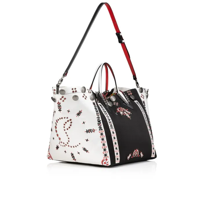 Christian Louboutin Top Handles Women Breizcaba Large Tote Bag 8211 Fabric Calf Leather And Pontivity Embroidery 8211 Black