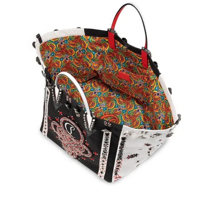 Christian Louboutin Top Handles Women Breizcaba Large Tote Bag 8211 Fabric Calf Leather And Pontivity Embroidery 8211 Black