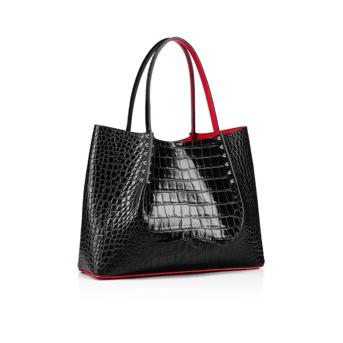 Christian Louboutin Totes Women Cabarock Small Tote Bag 8211 Alligator Embossed Calf Leather And Spikes 8211 Black