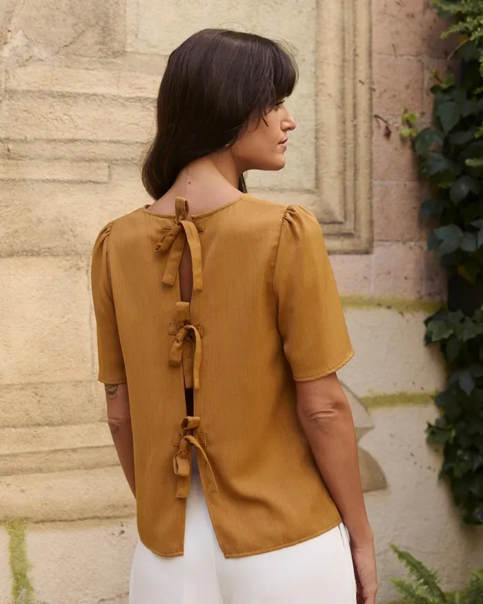 Cinela Bow Blouse Camel Women Polin Et Moi Blouses And Shirts