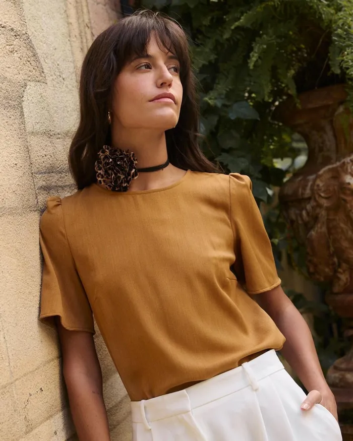 Cinela Bow Blouse Camel Women Polin Et Moi Blouses And Shirts