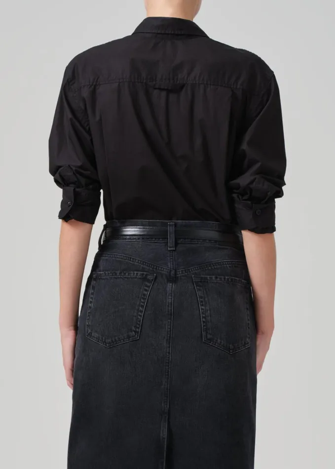 Citizens Of Humanity Kayla Shrunken Shirt In Black Women Tops