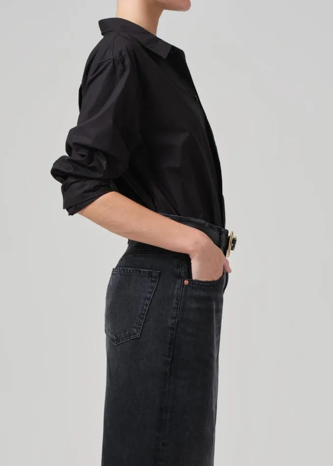 Citizens Of Humanity Kayla Shrunken Shirt In Black Women Tops