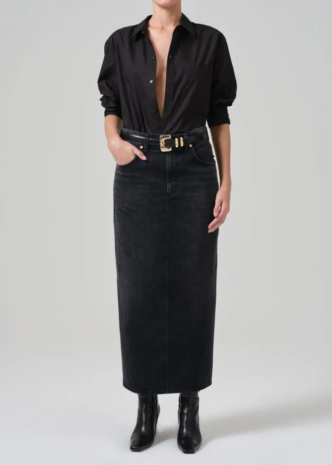 Citizens Of Humanity Kayla Shrunken Shirt In Black Women Tops