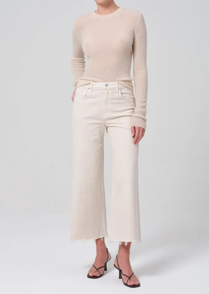 Citizens Of Humanity Lyra Wide Leg Crop In Almondette Women Petite